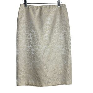 NEW Davids Bridal Pencil Skirt Size 6 Beige Floral Brocade Jacquard Lined Formal